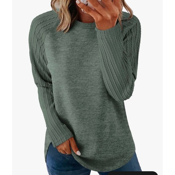 Tops - NWT SAMPEEL Women's Crewneck Sweatshirt Tunic – Green – Size XL